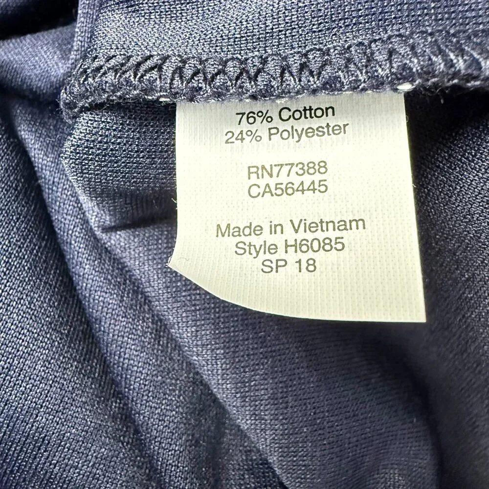 J Crew Factory M Solid Ruffle Sleeve Shift Dress Navy Blue Textured Cotton Blend - Picture 8 of 12